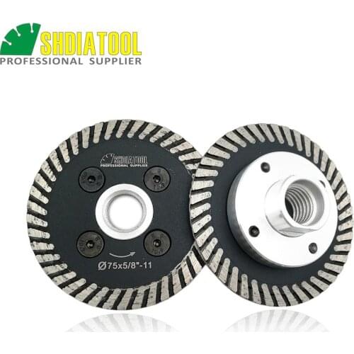 SHDIATOOL 2 pcs 75mm Hot Pressed Mini Turbo Diamond Engraving Saw Blades With Removable 5/8-11 Flange Mini Cutting Disc