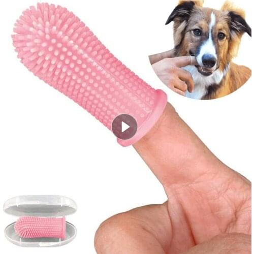 3 Color Silicone Dog Toothbrush Soft Pet Finger Toothbrush For Dog Cat Bad Breath Tartar Care Cat Dog Teeth Cleaning Tooth Brush