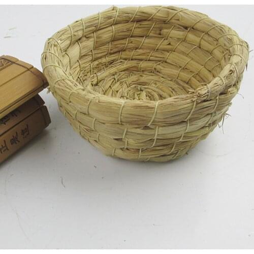Straw Budgerigar Birds Nest Round Rattan Bird Nest Handmade Craft Vine Straw Budgerigar Birds Nest Bowl-shaped Decor Props