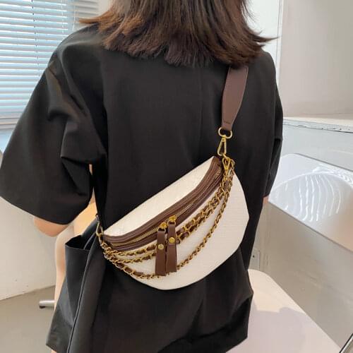 Fashion crossbody woven pattern chest bag female 2021 new wild ins single shoulder small bag trend chain waist bag female