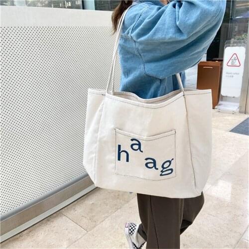 Bags For Women 2021 Canvas Shoulder Bag Reusable Shopping Bags Tote Female Handbag Letter Printing High Capacity Top-Handle Bags