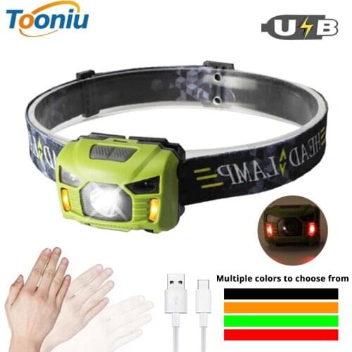 LED Headlamp with Anti-dazzle Baffle Four Modes 45° Rotatable Head IPX4 Waterproof Light