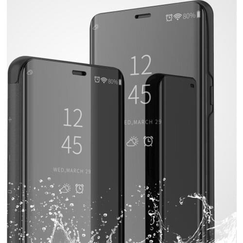 Smart Flip Stand Mirror Case For Huawei Y6 2018 Case Clear View PU Leather Cover For Huawei Y6 2018 Case Cover