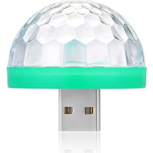 USB Disco Ball Light Sound Activated LED Atmosphere Party Light Mini Portable DJ Ball Strobe Light with Adapters for Smart Phone