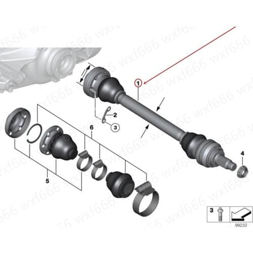 Car Rear drive shaft Suitable for 5 Series 520b mwE60 Left and right half shaft Drive shaft Rear axle 33217532265