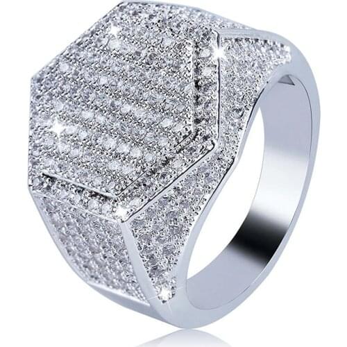 Womens Rings Fashion Square Zircon Mirror Geometry Design Creative Closed Metal Ring Decoration Set Party Wedding Jewelry