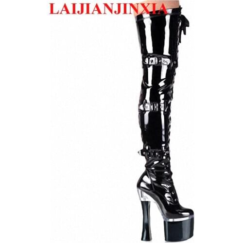 New woman 8cm platform boots women pole dancing style shoes, knee-high zapatos women pump nightclub Dance Shoes