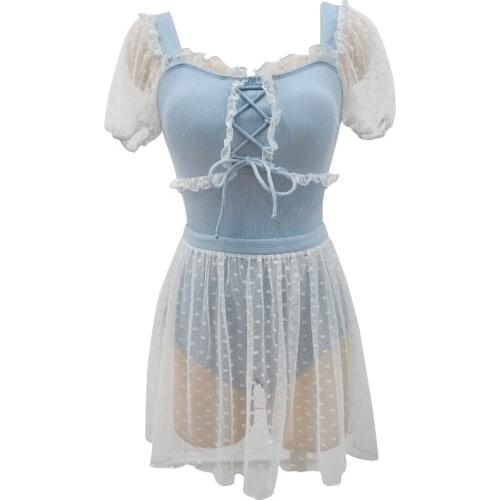 2021 Women Short Sleeve One Piece Swimwear Bandage Bathing Suit Swimming Beachwear Swim Beach Dress Suits Summer Sexy Swimsuit