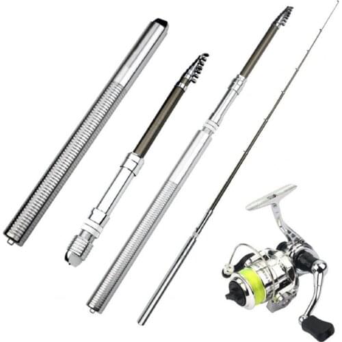 1.6m Mini Portable Multipurpose Aluminum Alloy Fishing Rod Pole Spinning Reel for Outdoor Fishing Rod Pole Spinning Reel