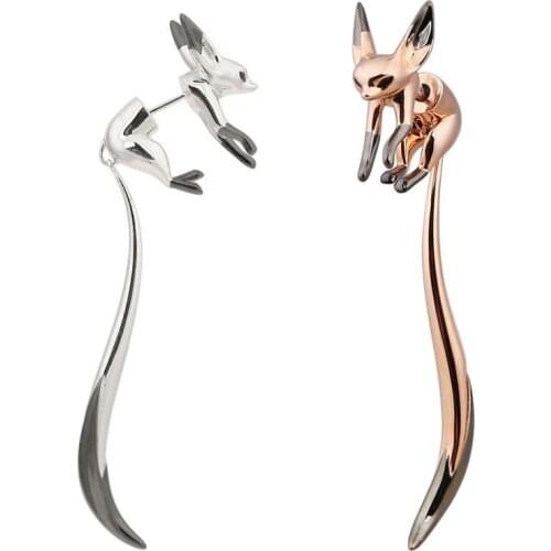 1Pc Fox Earrings Woman Animal Girl Silver Needle Gold Cosplay Design Cartoon Personality Popular Classic Earrings Jewelry