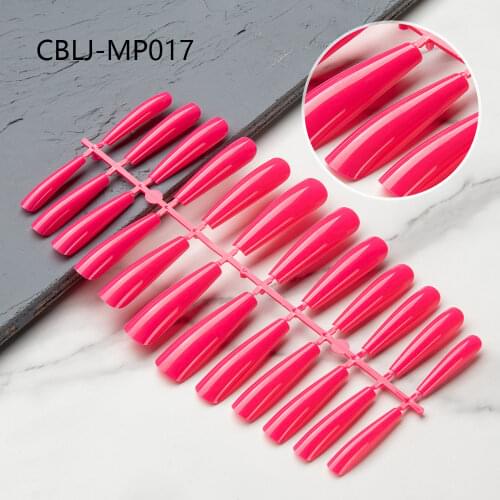 24tips XL Pure Colorful Long Ballerina Artificial Nail Tips Full Cover Nails Fake Nail Polish Decor Nail Accessories