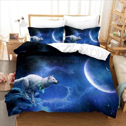 Fashion Wolf Pattern Bedding Sets Animal Duvet Cover Set Queen King Size Quilt Covers With Pillowcase 3PCS
