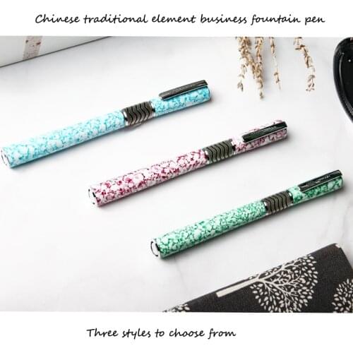 3Pcs Luxury Blue Green Red Ceramic Pattern Business office Fountain Pen student School Stationery Supplies Ink Pens Gift Pen
