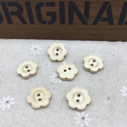300pcs 15mm Natural Flower Wooden Buttons Baby DIY Crafts Sewing Clothing Accessories Round Wood Button