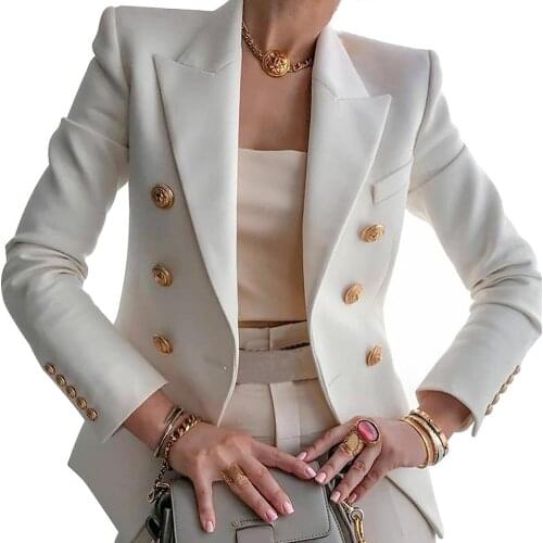 Autumn Blazer Women Jacket Suits Solid Color Slim Coat Suit Double-breasted Business Jacket female blazer топик женский 2021