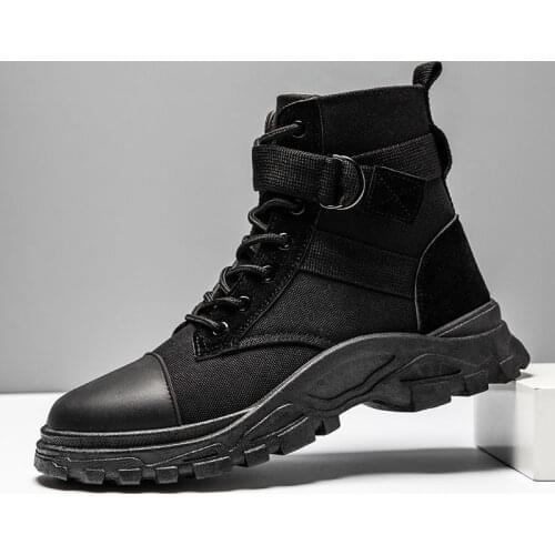 High-top Spring and Autumn Mens Winter Boots Breathable Lace Up Mens Casual Boots All-match Tooling Mens Ankle Boots