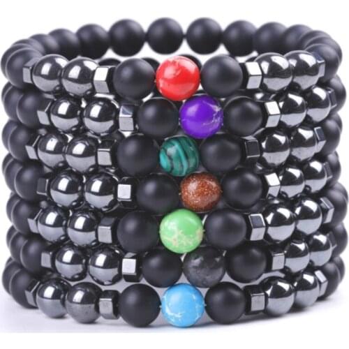 Imperial Chakra Bracelets Bangles Yoga Balance Beads Buddha Prayer Elastic Bracelet Men Pulseira Masculina Red Blue Tiger Eye