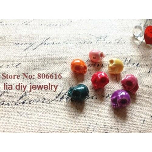 "Color Skull" 50Pcs Handmade China Ceramic Porcelain Bead Pendants Jewelry Beads For Bracelets Findings Accessories