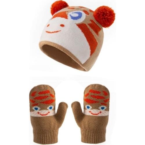 D7WF Toddler Baby Winter Cute Cartoon Hats Knitted Beanie Soft Warm Beanie for Kids