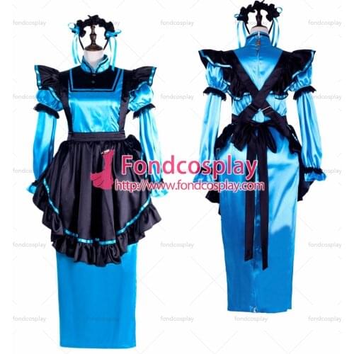 Sissy maid satin dress lockable Uniform cosplay costume Tailor-made[G2303]