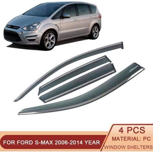 For FORD S-MAX 2006-2014 Car Window Sun Rain Shade Visors Shield Shelter Protector Cover Trim Frame Sticker Exterior Accessories