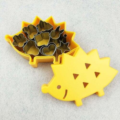 10 Pcs Mini Stainless Steel Fruit Vegetable Cookie Shape Cutters Mold Hedgehog Box Kid Food Mold Portable Pastry Mold