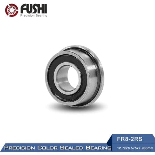 FR8-2RS Bearing 12.7x28.575x7.938mm ( 10 PCS ) ABEC-1 Miniature Flanged FR8RS Ball Bearings RI-1218RS