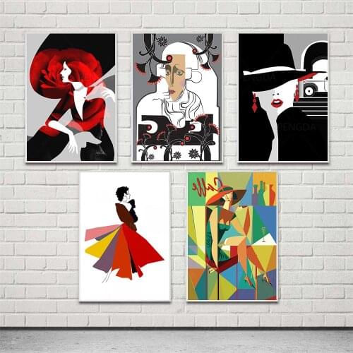 HD Printed Painting Female Figure Wall Artwork Abstract Modular Canvas Poster Picture Nordic Home Decor For Bedside Background