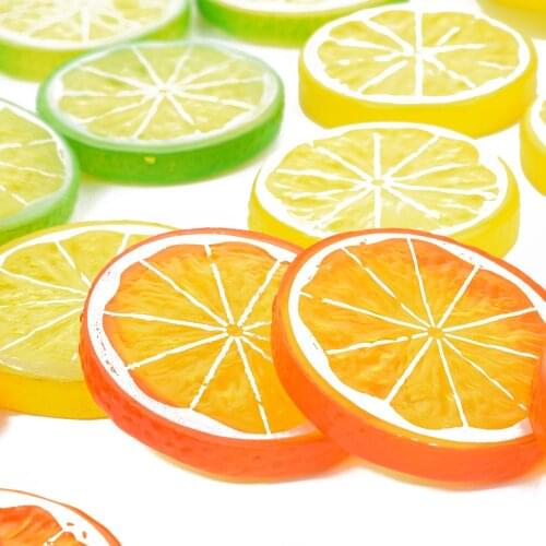 10pcs 5cm Artificial Fruit Simulation Lemon Slices Christmas Fruit Ornament Kitchen Wedding Fake Lemon Decoration Supplies