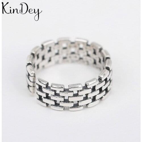 Kindey New Trendy Silver Color Hollow Rings For Women Men Boho Vintage Jewelry Adjustable Size Finger Rings