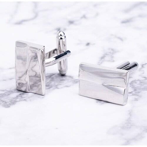 Classical Rectangle Cufflinks Silvery Gold Color Cuff Jewelry with Crystal Decoration For French Shirt Business Gentleman Gift
