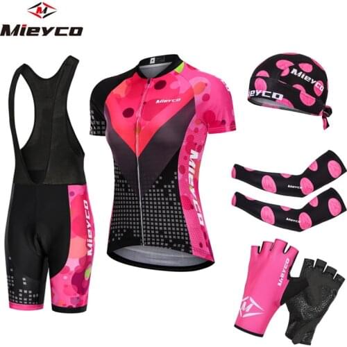 Cycling Jersey Set Red Bubbles Mountain Bike Uniforms Summer Bicycle Clothing Racing Wear Anti-UV Womens Suit MTB Outfit Shirts