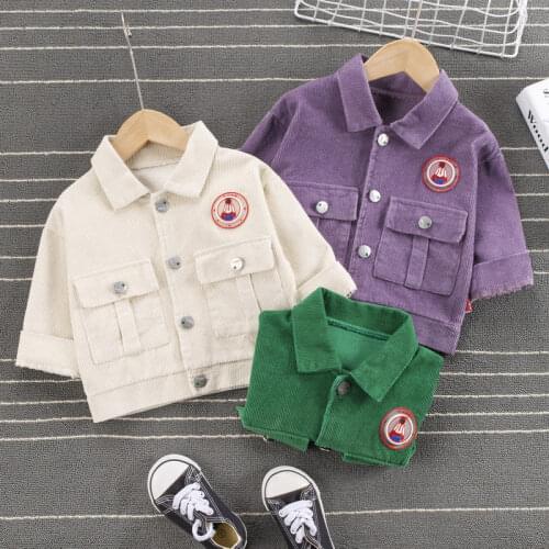 Fashion Spring Autumn Baby Boys Girls Corduroy Kids Infant Casual Jacket Children Cartoon Clothes Coats Toddler Cotton Tracksuit