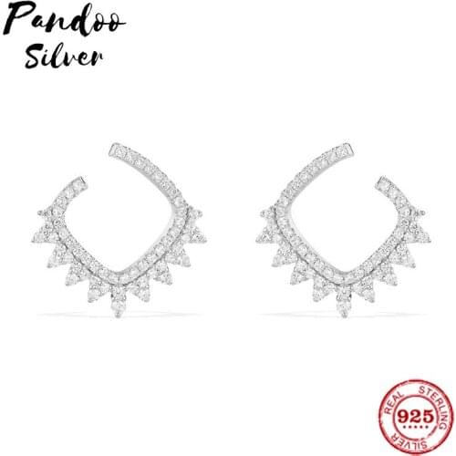 Pandoo Fashion Charm Sterling Silver Original 1:1 Copy,Dentelle Silver Earrings Jewelry Luxury Gift Suitable For Female