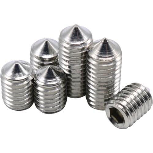 5pcs M8 stainless steel tip set screw nut stop headless inner hexagon nuts machine meter screws 8~25mm length