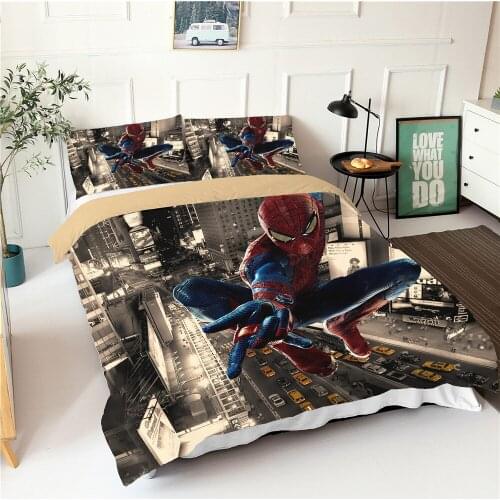 Disney Cartoon Bedding Sets Spider-Man Marvel Roles Quilt Duvet Covers Pillowcase twin Size Set for BoysBedroom Deco Bedspread