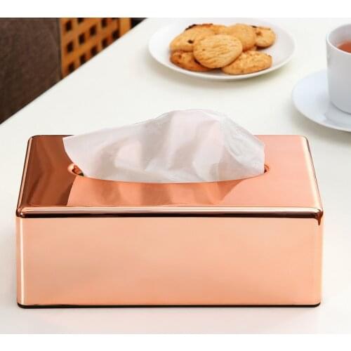 Table Napkins Tissue Boxes Royal Rose Gold Car Home Rectangle Tissue Case Organiser Box Towel Acrylic Toilet Paper Holder