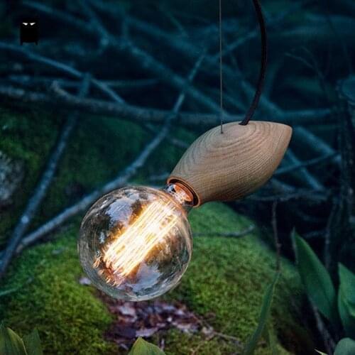 Natural Oak Wood Pendant Light Fixture Modern Nordic Simple Creative Japanese Korean Rustic Hanging Lamp Luminaria Indoor Home