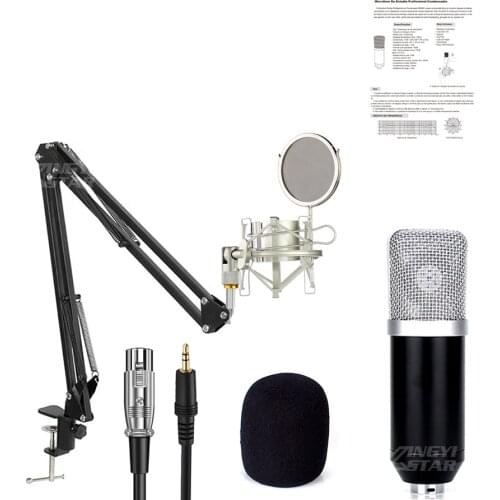 BM700 Professional Condenser Microphone Filter With Mic Stand Shock Mount Kit For Recording Studio Computer Sound Card Streaming