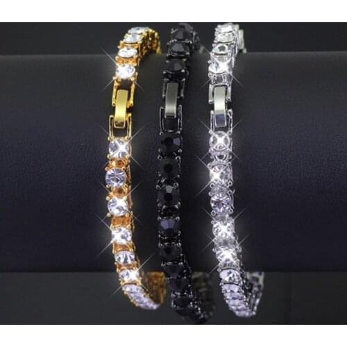 Clear Crystal Tennis Bracelet for Women Men Bracelet Cubic Zirconia Jewelry Party Wedding Hip Pop Accessories Couple Bracelet