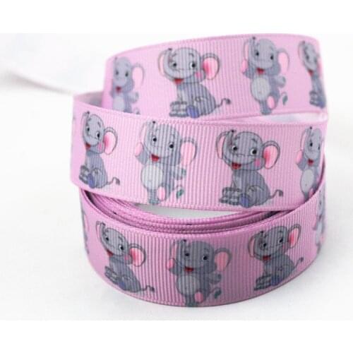 Cartoon cute Elephant printed grosgrain ribbon stripe ribbon 16-75mm 10/25/50 yards wedding decorative ribbons DIY craft webbing