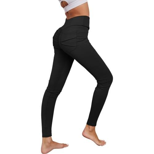 Pocket Yoga Pants Solid High Waist Leggings Women Tummy Control Fitness Legging Push Up Workout Leggings For Fitness