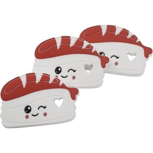 Chenkai 10PCS Silicone Salmon Sushi Teethers Pendant BPA Free For DIY Baby Infant Smoothing Sensory Pacifier Toy Accessories