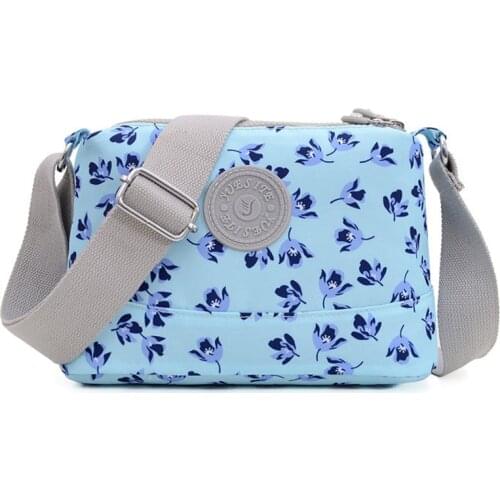 Shoulder Bags Women Multi-layer Zipper Leisure Woman Bags Outdoor Travelling Messenger Bags Floral Waterproof Nylon Bolsos Mujer