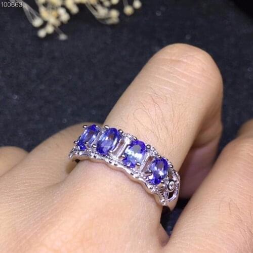 Super beautiful style, natural tanzanite ring, ladies ring, multi-grain, natural stone in the mining area, 925 silver