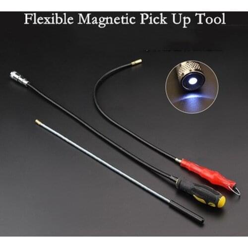 Extending Rod Stick Rope Magnet Flexible Magnetic Pick Up Tools Portable Long Reach Claws Spring Grip Grabber Hand Tools