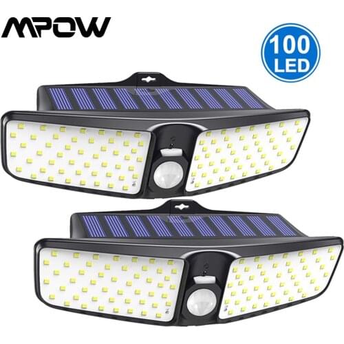 Upgraded 100 LED Solar Lights Motion Sensor Wall Light IP65 Waterproof Security Solar Outdoor Garden Mpow Wireless Solar Lamp