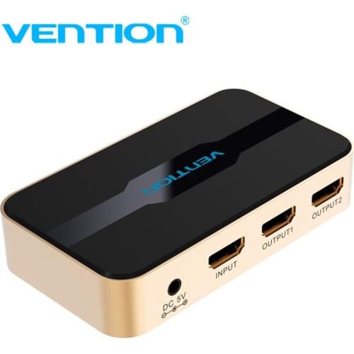 Vention HDMI Splitter 1x2 4k 3D Splitter HDMI Switch Adapter 1 In 2 Out With Power Supply Metal Type For Xbox Amplifier HDCP HOT