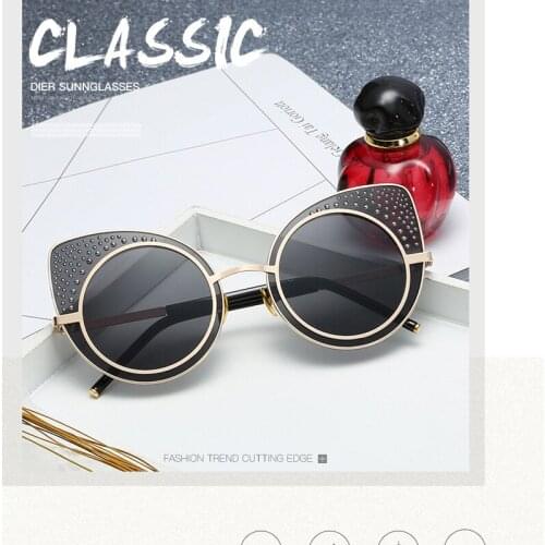 Vintage Sunglasses Women Cat-Eye Sun Glasses for Outdoor Shopping Club Party Beauty Round Sunglasses for Ladies and Girl 66171J