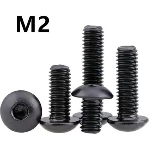 1000PCS ISO7380 M2x3/4/5/6/8/10/20mm GB70.2 Black 304Stainless Steel Round Head Screws Mushroom Hexagon Socket Button Head Screw